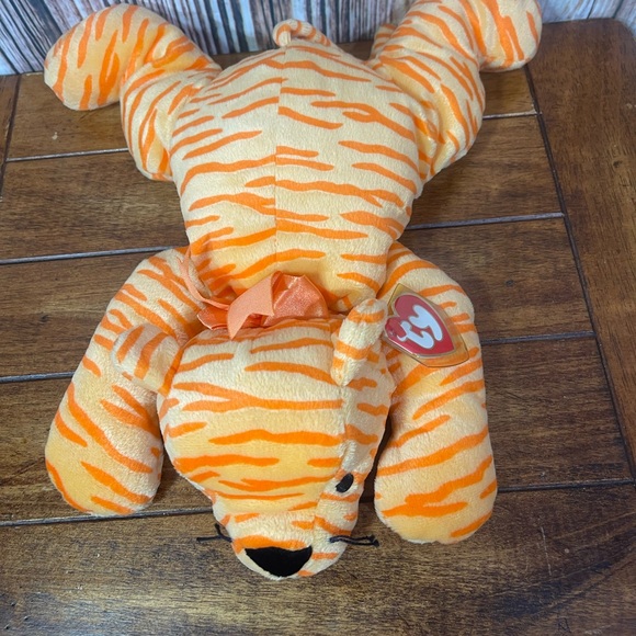 TY PILLOW PAL PURR 15" Plush Orange TIGER STRIPE CAT for BABIES Super Soft 1996 - Picture 2 of 6